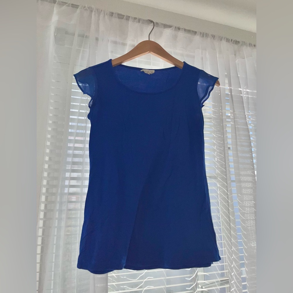 Cute basic short sleeve fairy blue top
